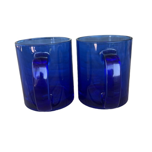 Vintage Cobalt Blue Glass Mug Set Marked BL - Picture 2 of 13